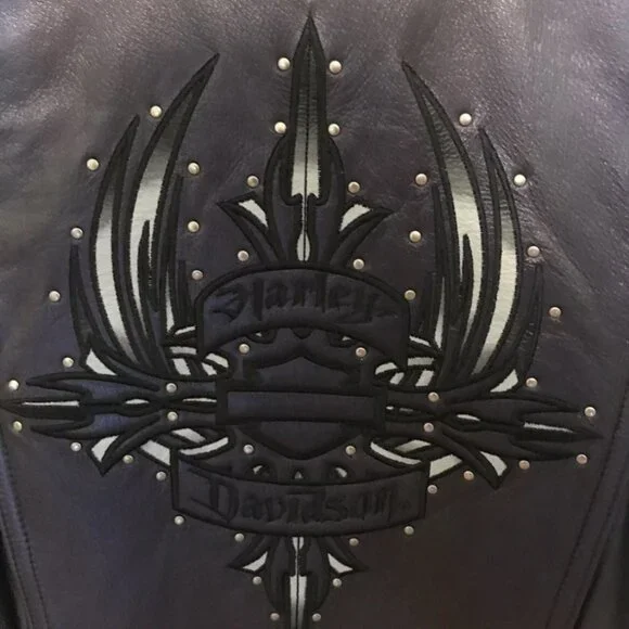 Women's Harley Davidson Leather Jacket Dark Purple​​​​​​​​ - Picture 4 of 9